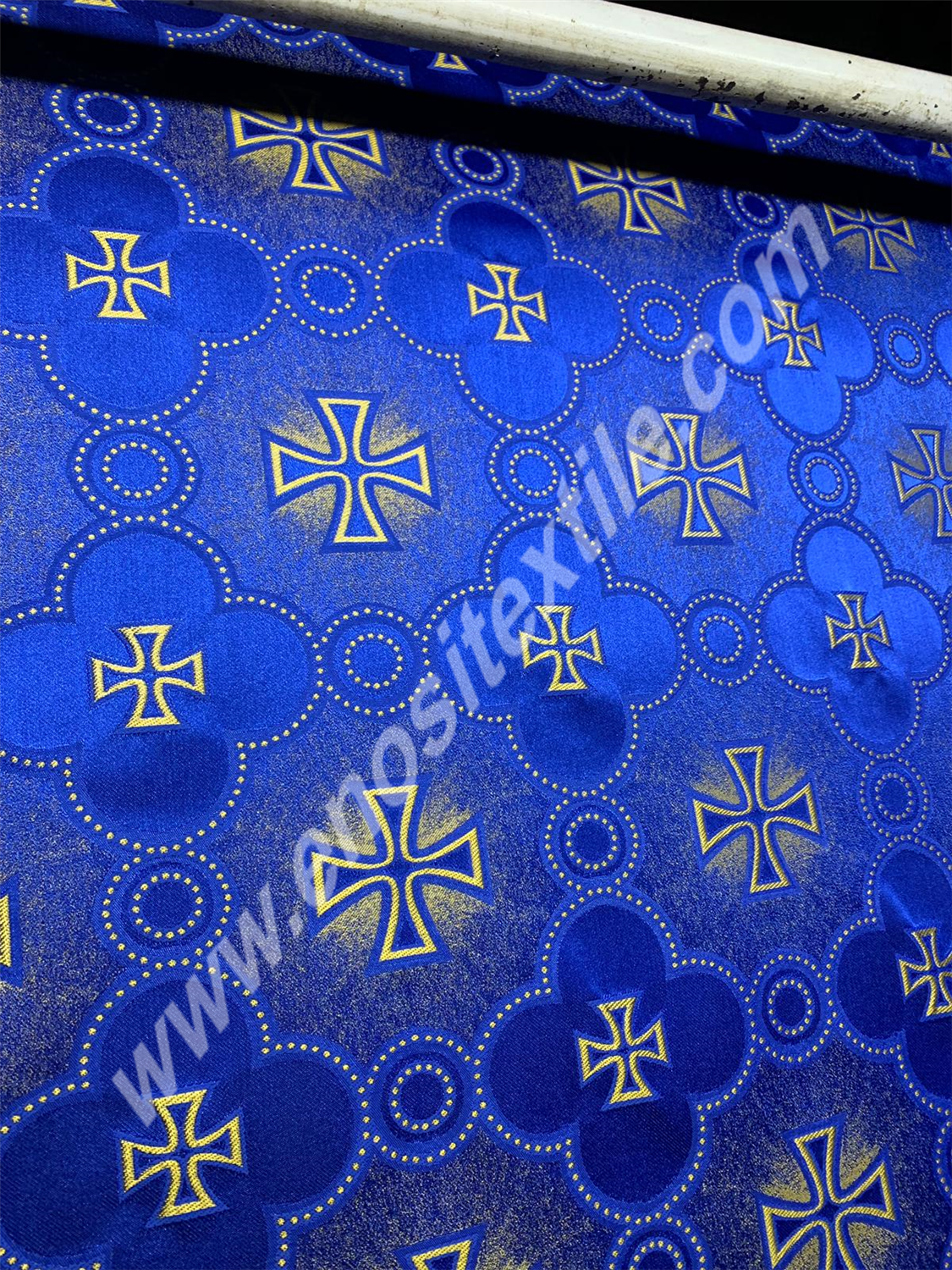 KL-054 Dark Blue-Gold Brocade Fabrics